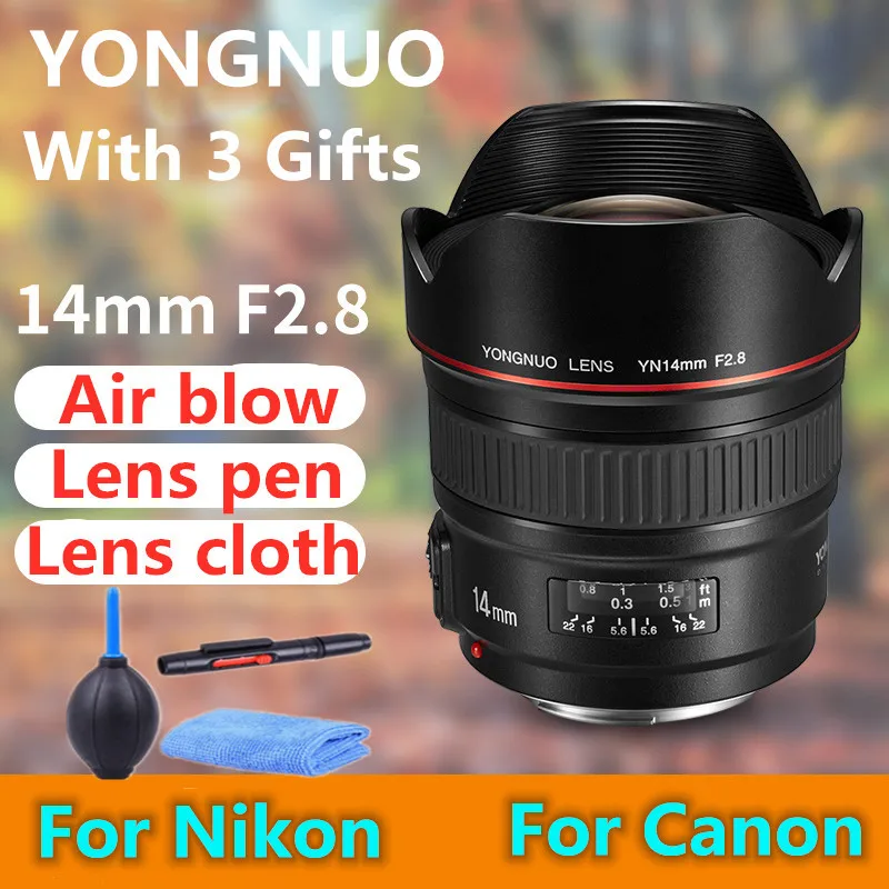 YONGNUO ультра-широкоугольный объектив YN14mm F2.8 для камеры Canon 5D Mark III IV 6D 700D 80D 70D