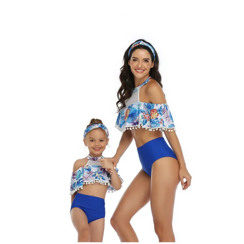 2019 летний купальный костюм для мамы и дочки родителей детей с принтом в виде