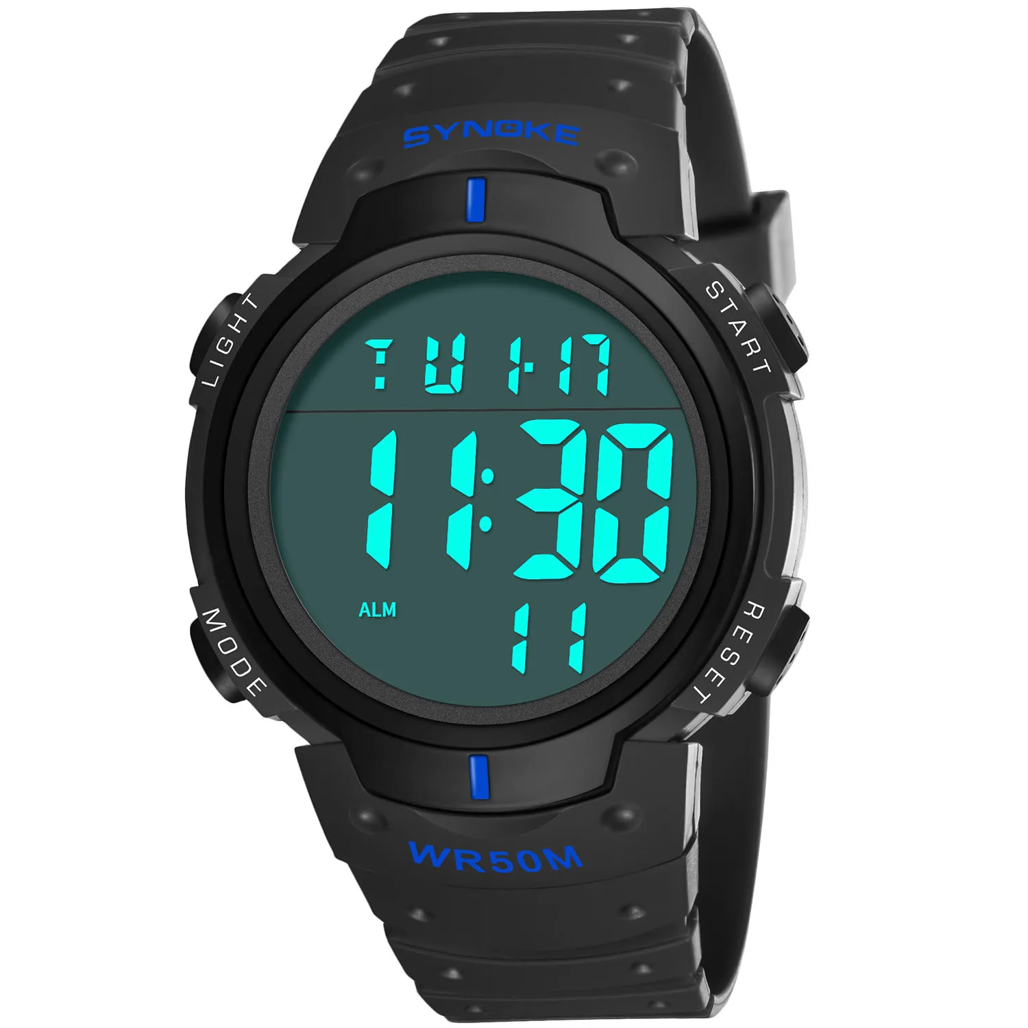 Blue SYNOKE, мужские спортивные часы, цифровые водонепроницаемые часы, мужские часы для мальчиков, мужские часы с ЖК-дисплеем, цифровые спортивные наручные часы, мужские часы для подарка - Цвет: Blue
