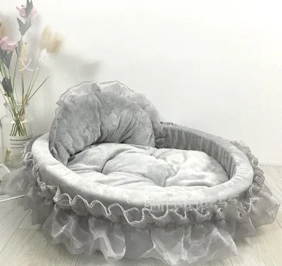 as picture Sweet Lace Princess Dog Bed Cat Nest Puppy Soft Puppy Teddy Pet Bed Suitable for Small and Medium Dogs and Cats Sofa Kennel - Цвет: as picture