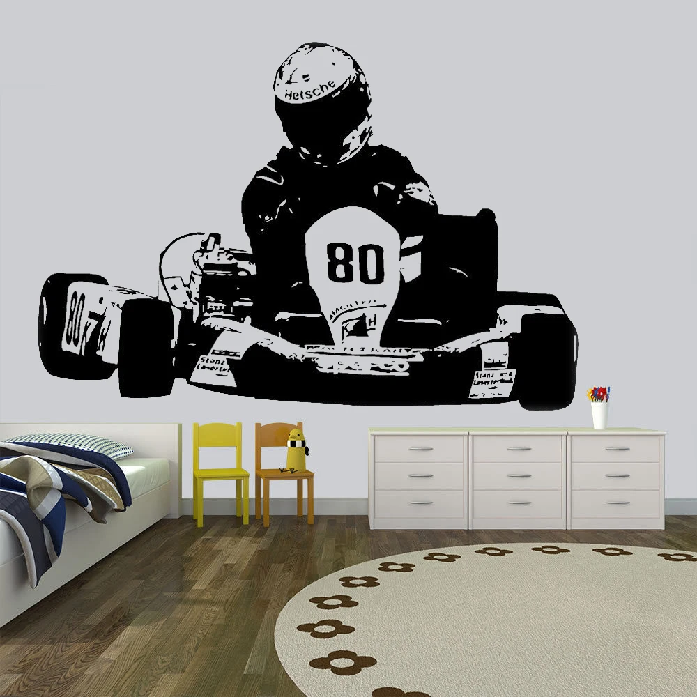 Go kart открытые колесные авто гонки Мотоспорт Наклейка на стену винил Стикеры