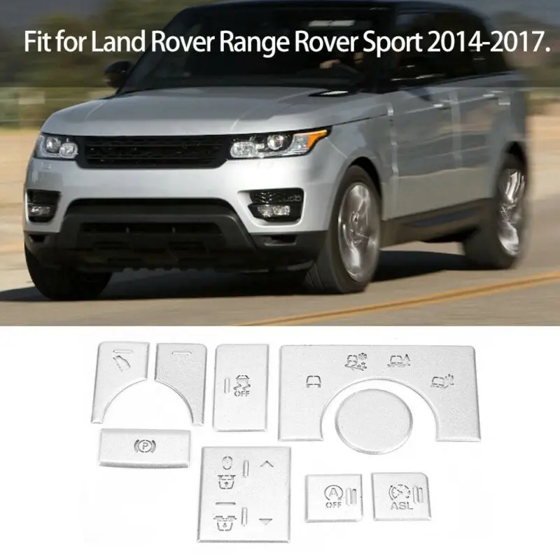 

9pcs/set Car Button sticker Aluminum alloy Decoration Frame For Land Rover Range Rover Sport