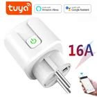 Tuya Wi-Fi ЕС Smart Plug 16A 220V адаптер переменного тока Беспроводной розетка пульт дистанционного управления голосовой Управление Мощность монитор таймер розетка для Google Home Alexa