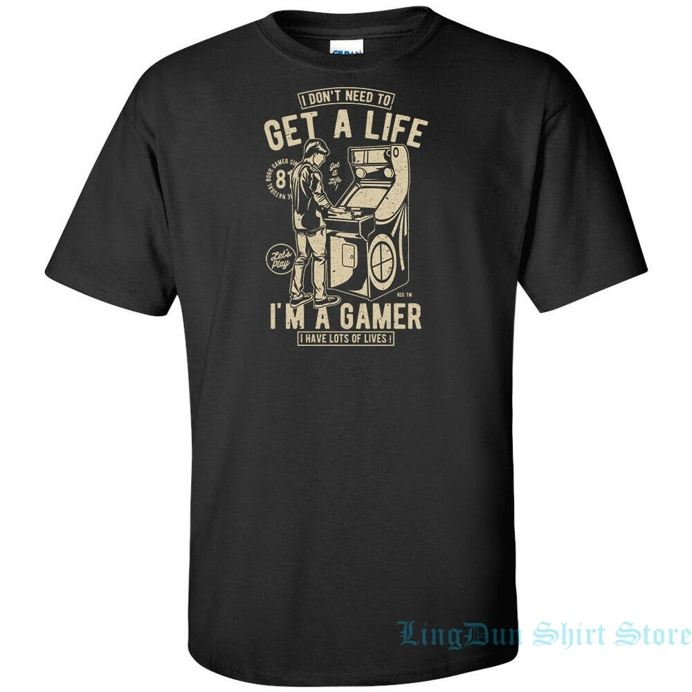 Футболка с надписью I't To Get A Life Im Gamer логотипом аркадного цвета футболка для