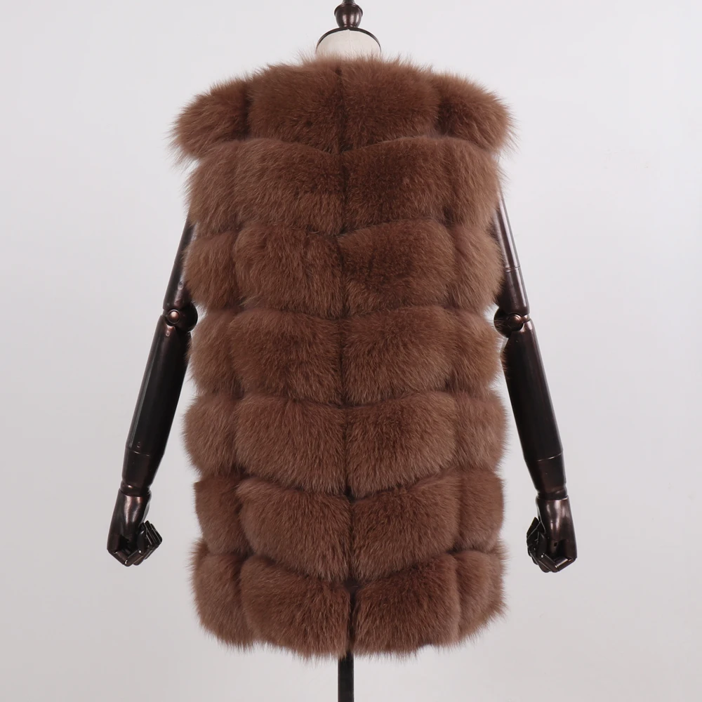 Женский жилет из 100% натурального Лисьего меха зимние теплые пушистые жилеты