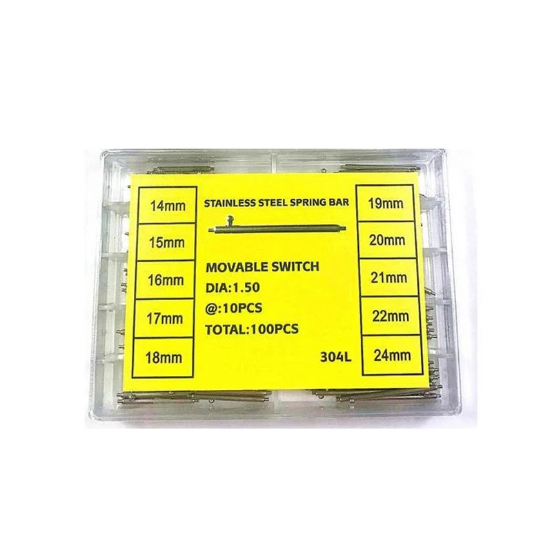 

100Pcs DIA Stainless Steel Watch Strap Quick Release Spring Bar Pins Watch Repair Tool Band Pin 14-24mm