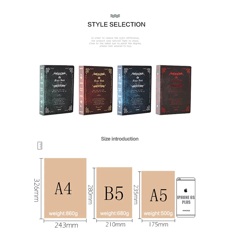 

Hardcover Loose Leaf Notebook B5 Size Retro Magic Book Diary Binder Notebook