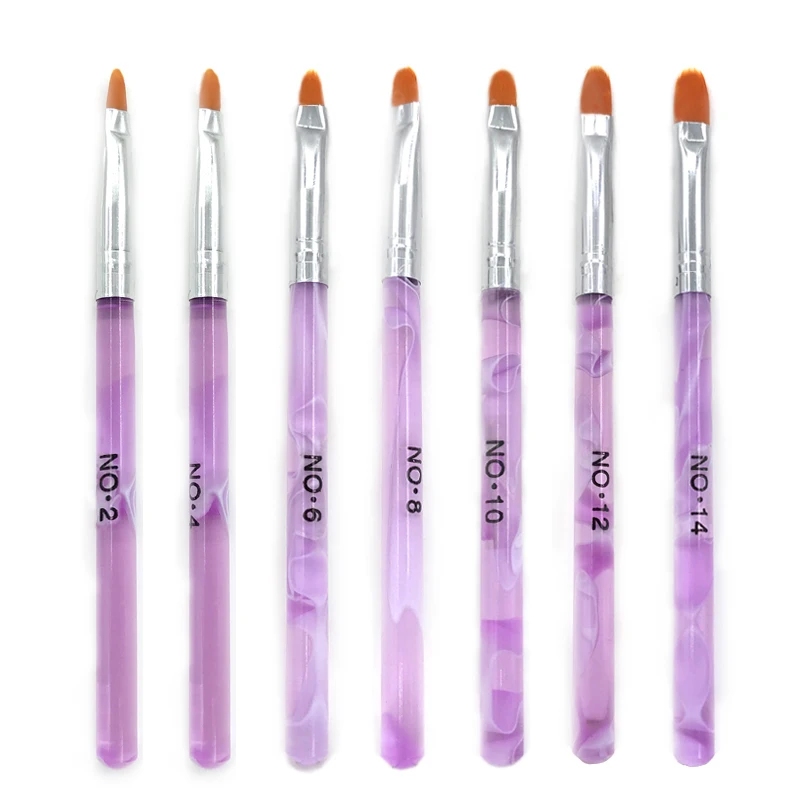 Набор кистей для ногтей 7 шт./компл. волоконная кисть с акриловой ручкой УФ геля