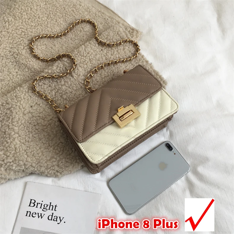 Burminsa Elegant Quilted Chain Crossbody Bags For Women Unique Design Lock High Quality Soft PU Female Shoulder Bags Autumn