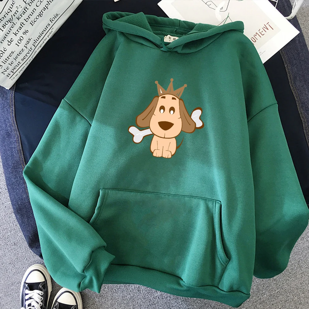 

New Cute Fashion Hoodies Women Crown Rich Dog Sweatshirt for Girls Long Sleeve Kawaii Korean Hoodies Moletom Feminino Bluzy