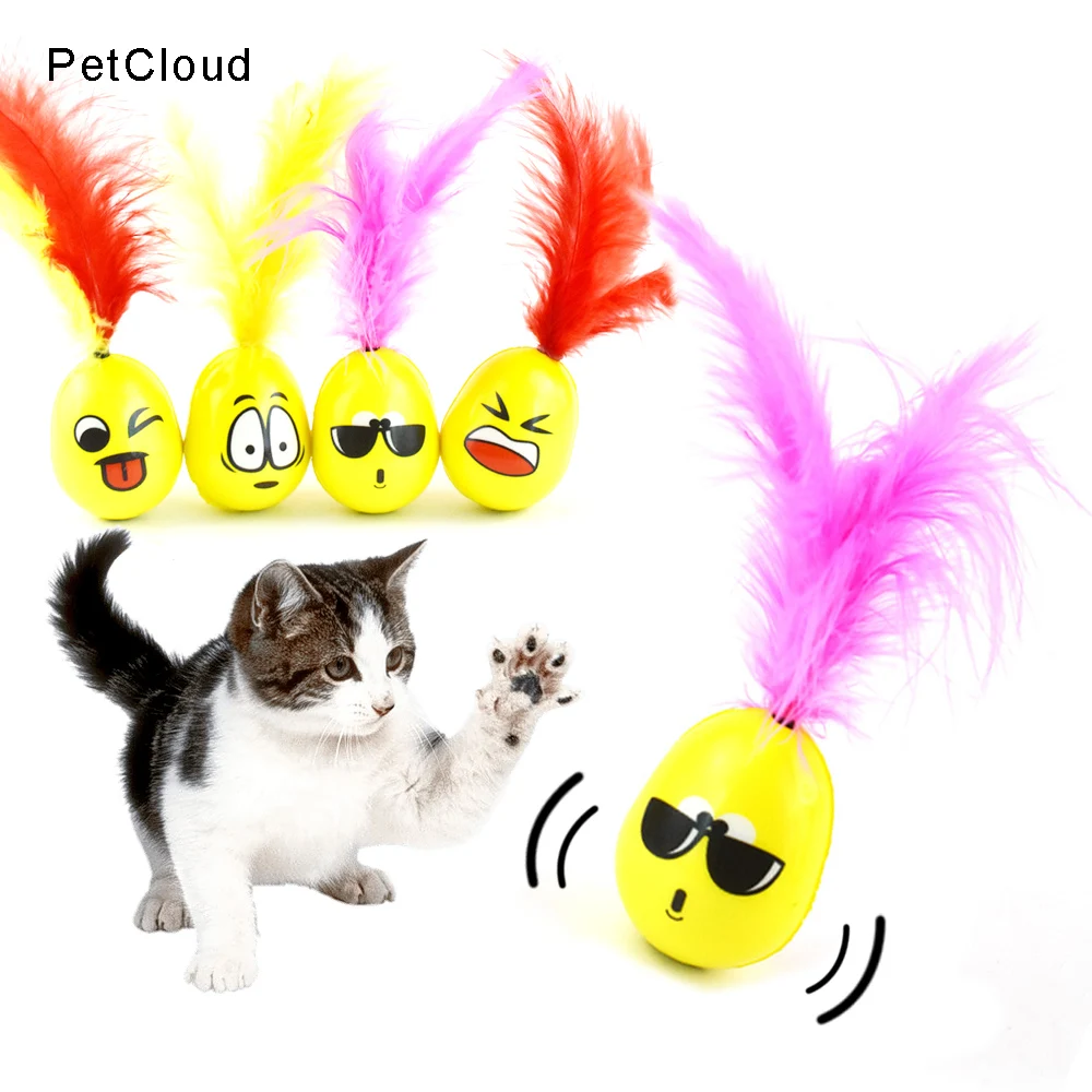 

PetCloud Pet Toys Feather Tumbler Expression For Kitten Interactive Cat Toy Chew Play Small Pet Supplies Dropshipping