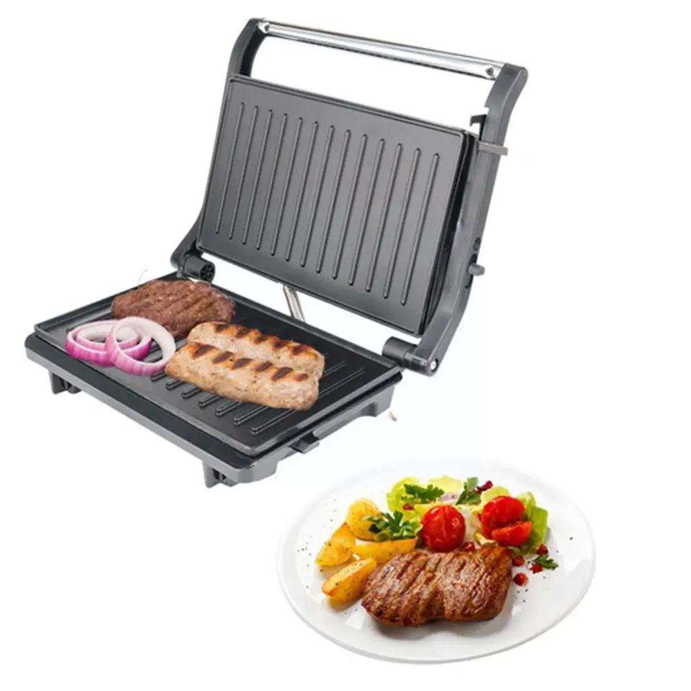 household barbecue meat machine multi function heating steak panini machine cooke breakfast bacon and pan pan electric baki c1t0 free global shipping