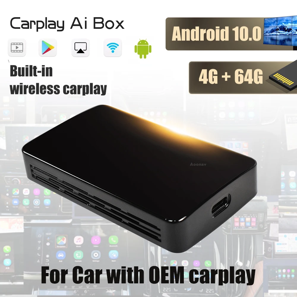 Carplay Ai Box Android 10.0 Car Multimedia Player New Version 4+64G Wireless For Apple Auto Google Tv | Автомобили и мотоциклы