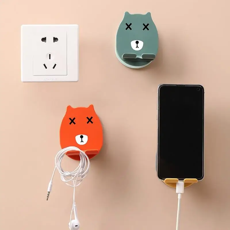 

Wall Mounted Mobile Phone Charging Organizer Remote Control Storage Box Multifunction Stand Rack Phone Plug Wall Holder