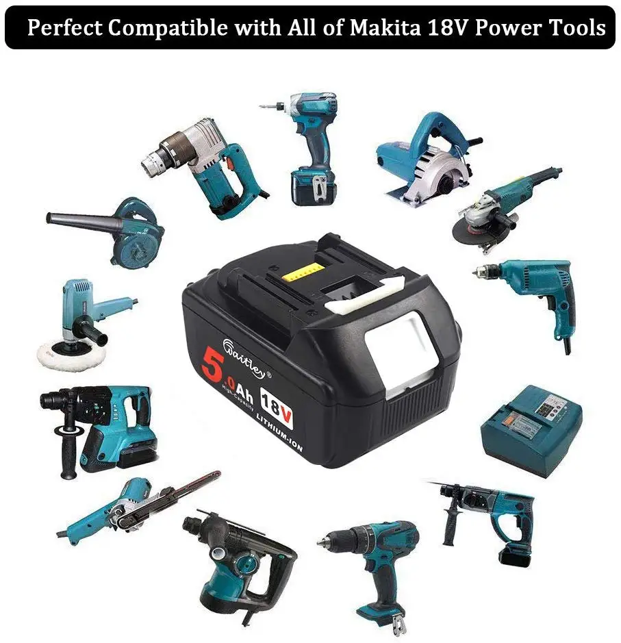 Waitley BL1850 18В 5.0Ah запасная батарея совместима с Makita BL1830 BL1840 BL1850B BL1860 LXT литий-ионный