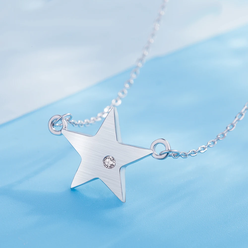 Модные 100% 925 серебро Длинная цепочка Star колье для женщин изготовлено вручную