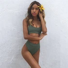 Женское бикини армейский зеленый купальник пуш-ап мягкий бюстгальтер комплект бикини треугольный купальник из двух частей пляжная одежда бикини