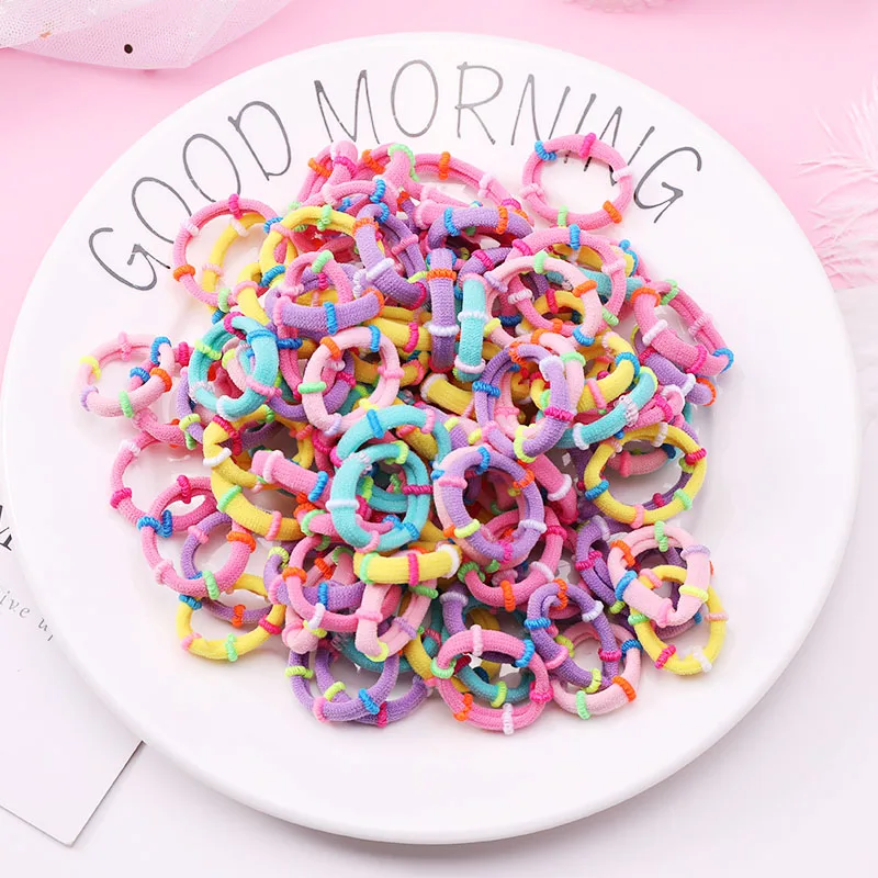 crude mix 5 New 100PCS/Lot Girls Candy Colors Nylon 3CM Rubber Bands Children Safe Elastic Hair Bands Ponytail Holder Kids Hair Accessories - Цвет: crude mix 5