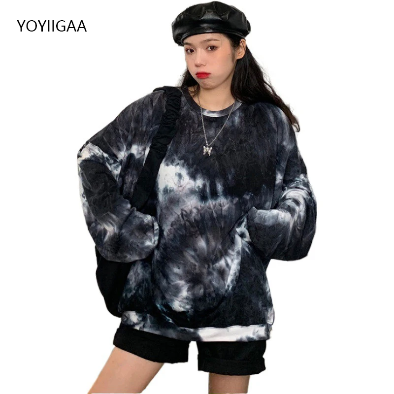 

Tie-dye Women T Shirt Tops Fashion Oversized Female Tshirt Tee Shirt Long Sleeve Casual Ladies T-shirts Printed Women Tops Tees
