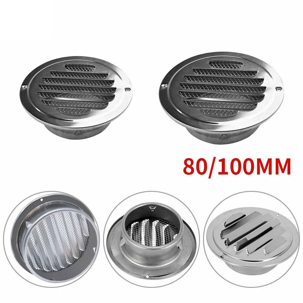 

Stainless Steel Vent 80/100mm Flat Round Air Vent Grill Metal Cover Circle Ducting Ventilation Grilles For Flange Insect Protect