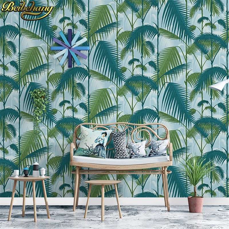 Современный простой Банановый Лист обои 3D стерео рельефная Юго Восточная Азия ТВ