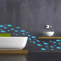 free shipping 35 fish lot fish vinyl wall decal bathroom decor bathroom wall sticker ocean fish scene