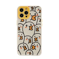 cute funny cartoon line duck milk cow cases for iphone 12 11 pro xs max x xr 7 8 plus se 2020 soft silicone back cover coques