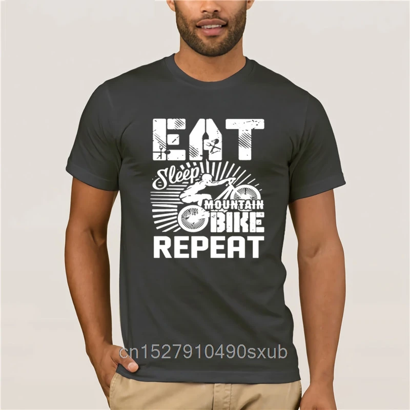 Футболка мужская с принтом Eat Sleep тенниска из натурального хлопка повседневная