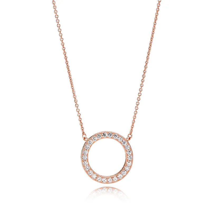 

Original Pans 925 Sterling Silver Floating Locket Couple Elegant Pendant Necklaces Crystal for Women Wedding Gift Jewelry