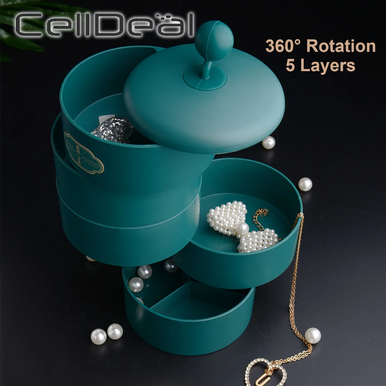 

Jewelry Organizer Box Rotating 360 Degree Rotating Earring Holder Organizer for Women 5-Layer Accessory Storage Tray for Makeup