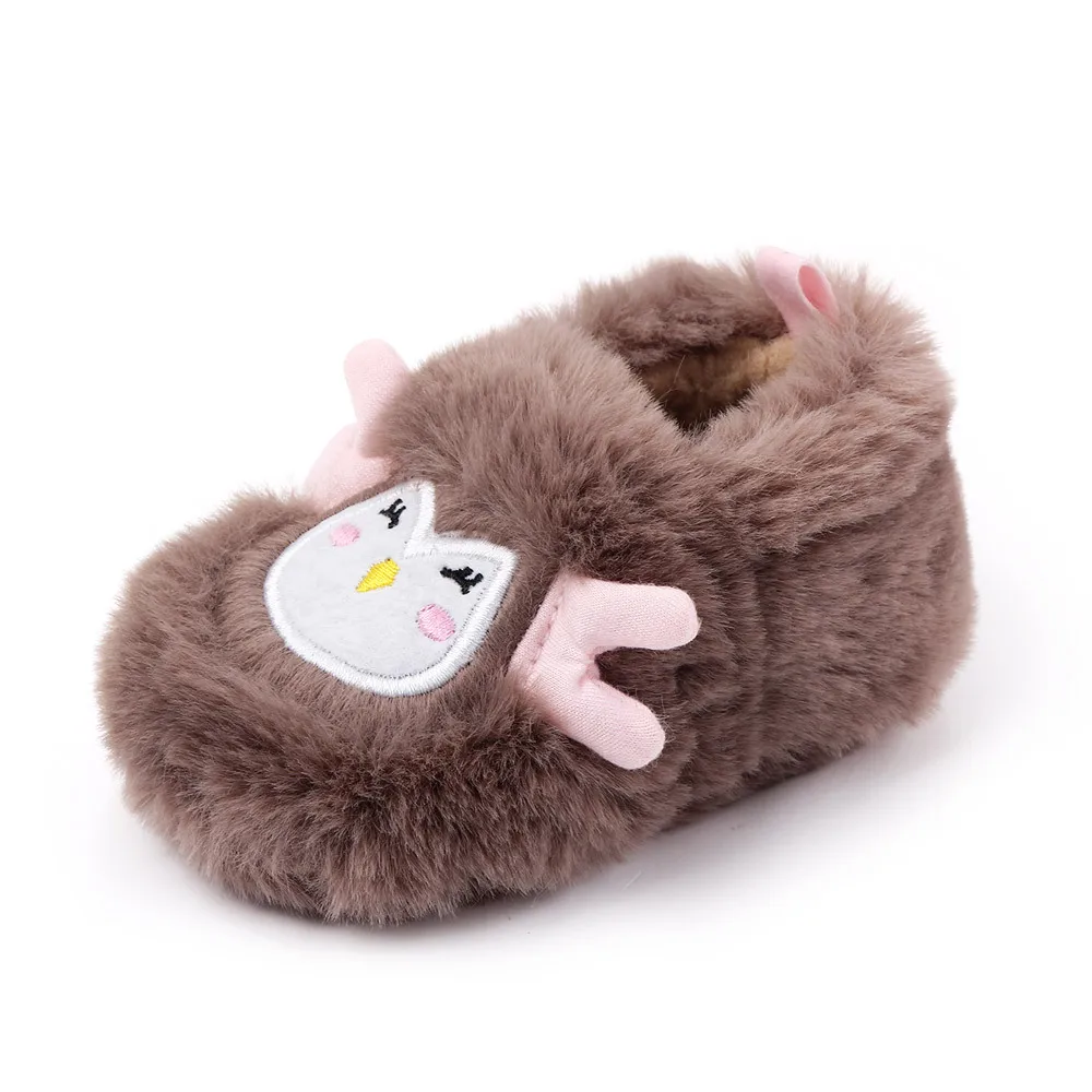 Брендовая плюшевая теплая обувь для маленьких девочек зимняя мягкая малышей в