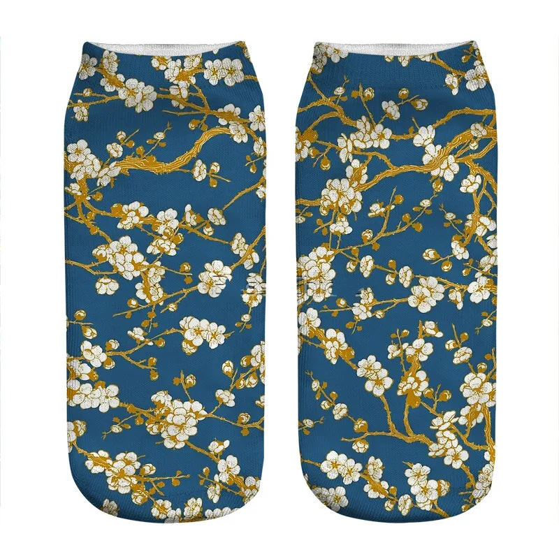 

2021 женские носки kawaii sakura золотистые и синие носки с принтом женские Харадзюку счастливые забавные новые милые подарочные носки для девочек ...