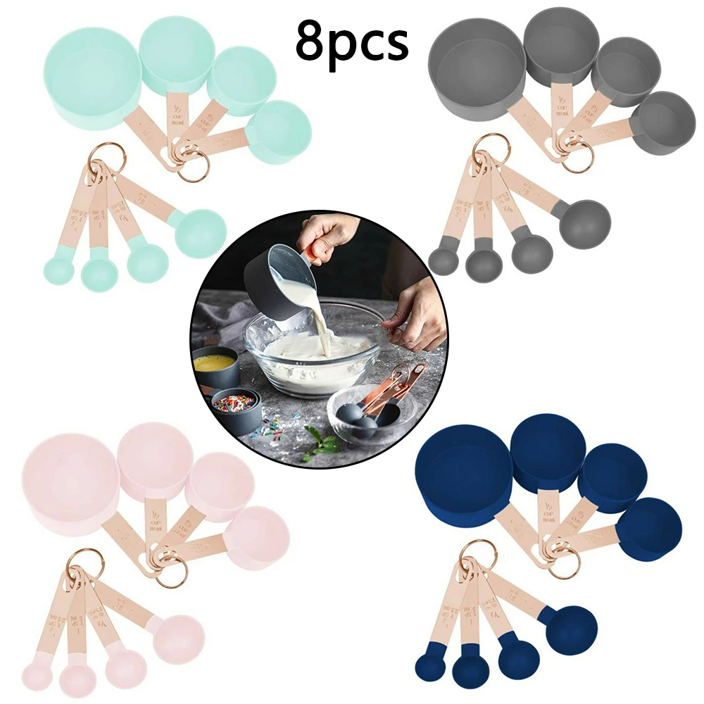 

8Pcs/Set Stainless Steel Measuring Cups Spoons Kitchen Baking Cooking Tools Set