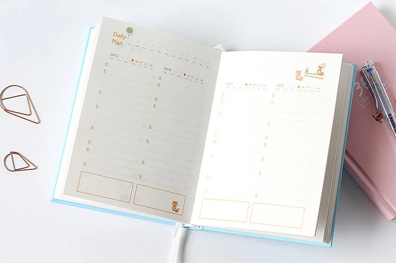MyLifeUNIT Color inner page Schedule Notebook Planner Animal Fruit Stationery Notebook A5 Life Weekly Monthly Daily Organizer