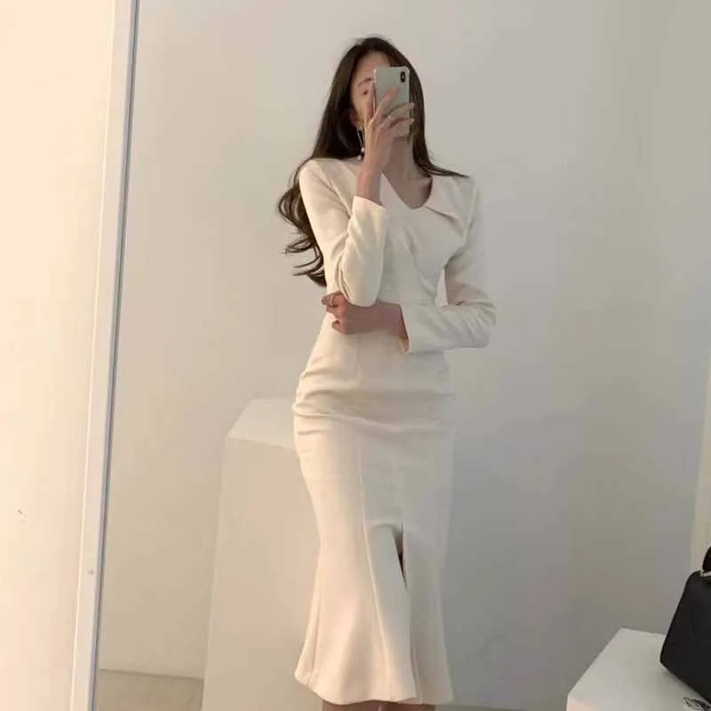 

В Корейском стиле цельная Женская платья 2020 Демисезонный Новая женская обувь в винтажном стиле, с длинным рукавом, тонкая платье с оборками ...