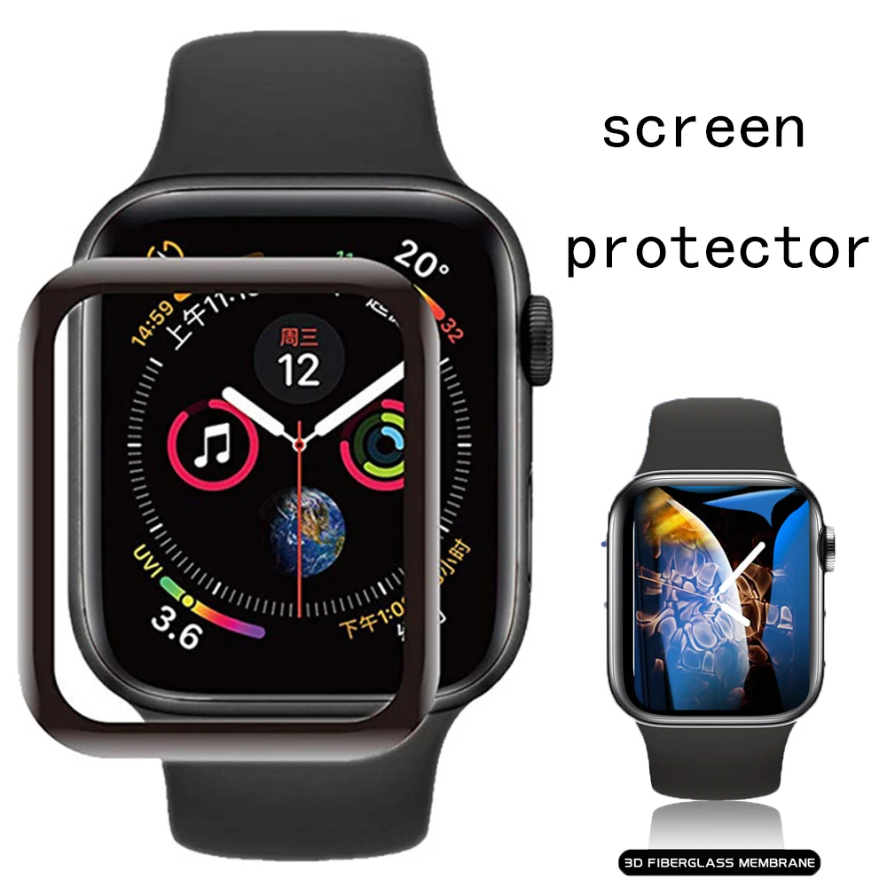 

Защитная пленка для Apple Watch 38/40/42/44 мм, 3D стекло, Защитная пленка для iWatch SE/6/5/4/3, черная рамка, полное покрытие