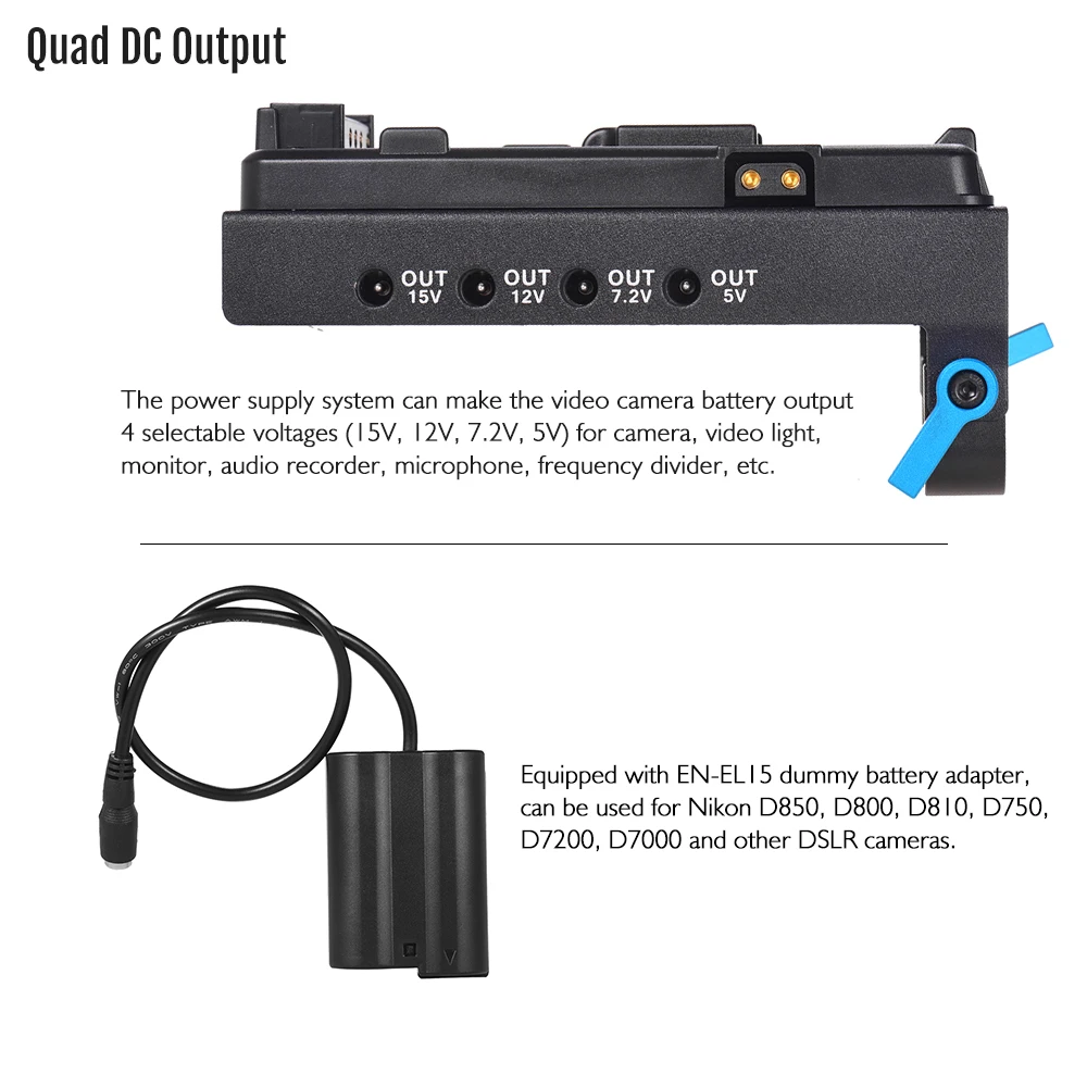 Andoer V Mount V-lock Battery Plate Adapter EN-EL15 Dummy for BMCC BMPCC Nikon Monitor | Электроника
