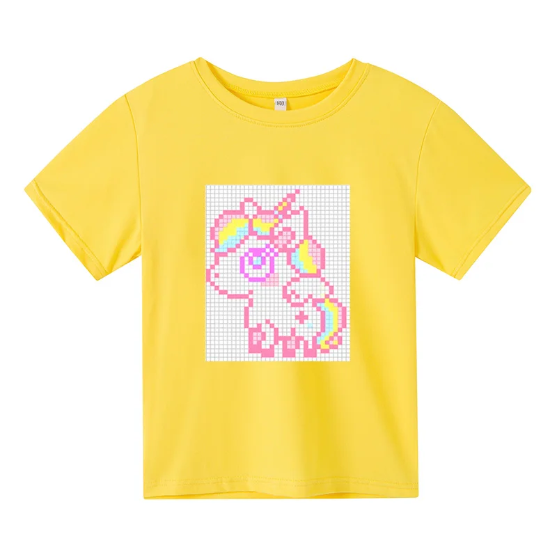 

The new unicorn print fashion polyester boys and girls T-shirt children cartoon T-shirt baby unicorn print top clothing T-shirt
