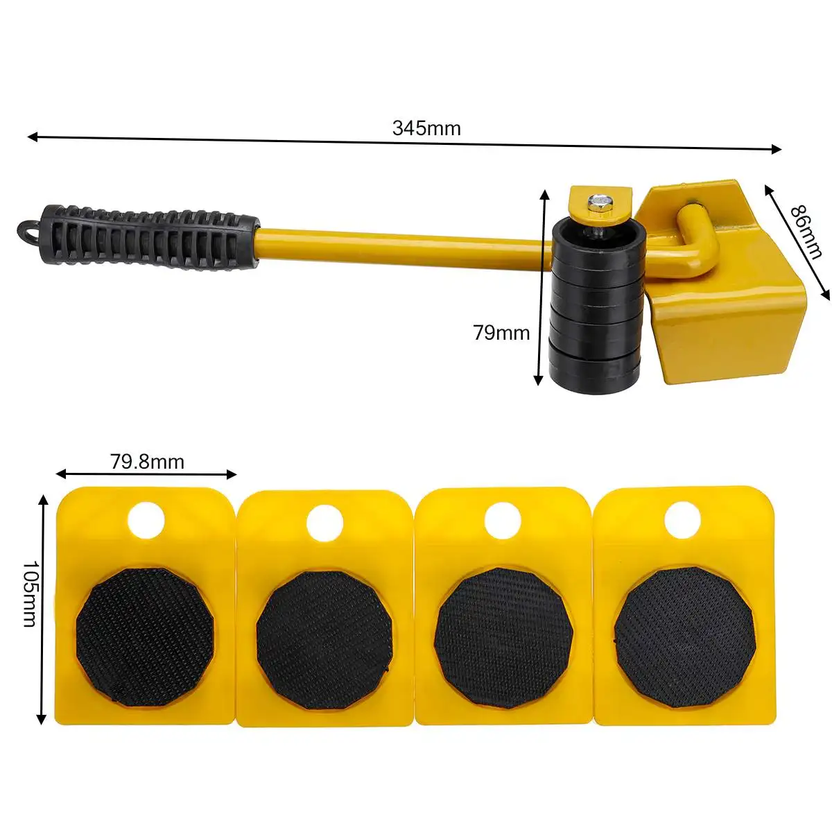 

5Pcs/set Furniture Lifter Sliders Kit Profession Heavy Furniture Roller Move Tool Set +1 Wheel Bar Mover Device Set