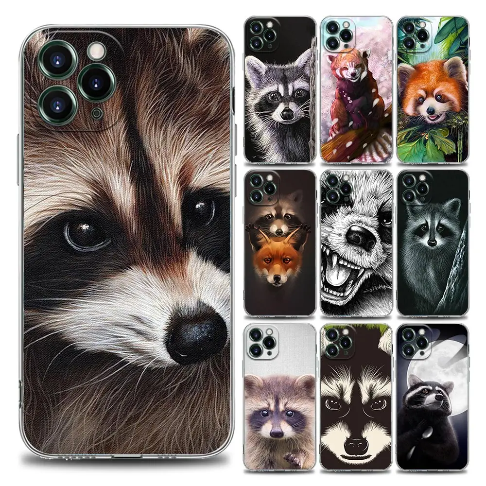 

Raccoon Animal Clear Phone Case for iPhone 11 12 13 Pro Max 7 8 SE XR XS Max 5 5s 6 6s Plus Soft Silicon TPU