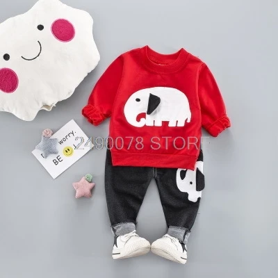 shirt pants 2pcs Рождественский осенний теплый жилет для маленьких мальчиков и девочек+ толстовка+ штаны, детский спортивный костюм из 3 предметов одежда для малышей W168 - Цвет: shirt pants 2pcs