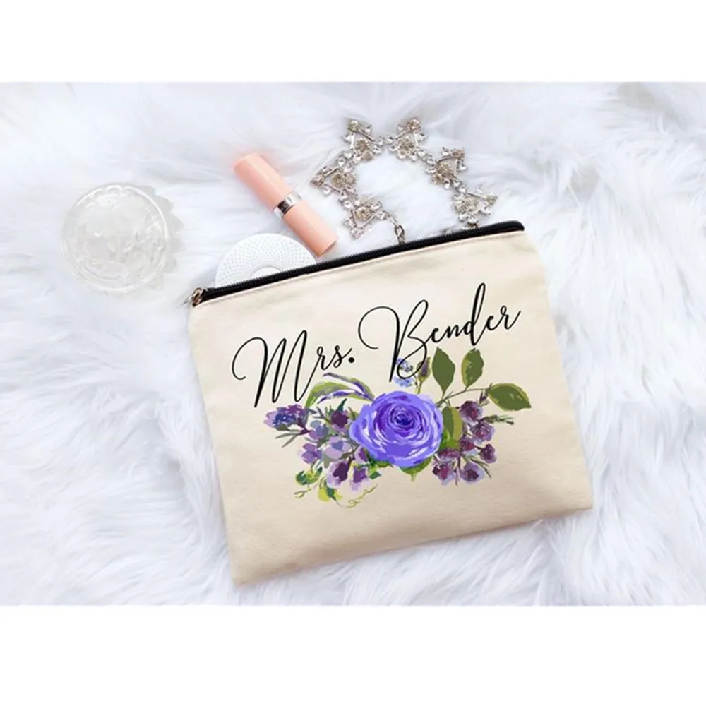 Подарочная косметичка с фиолетовыми цветами для команды невесты индивидуальные