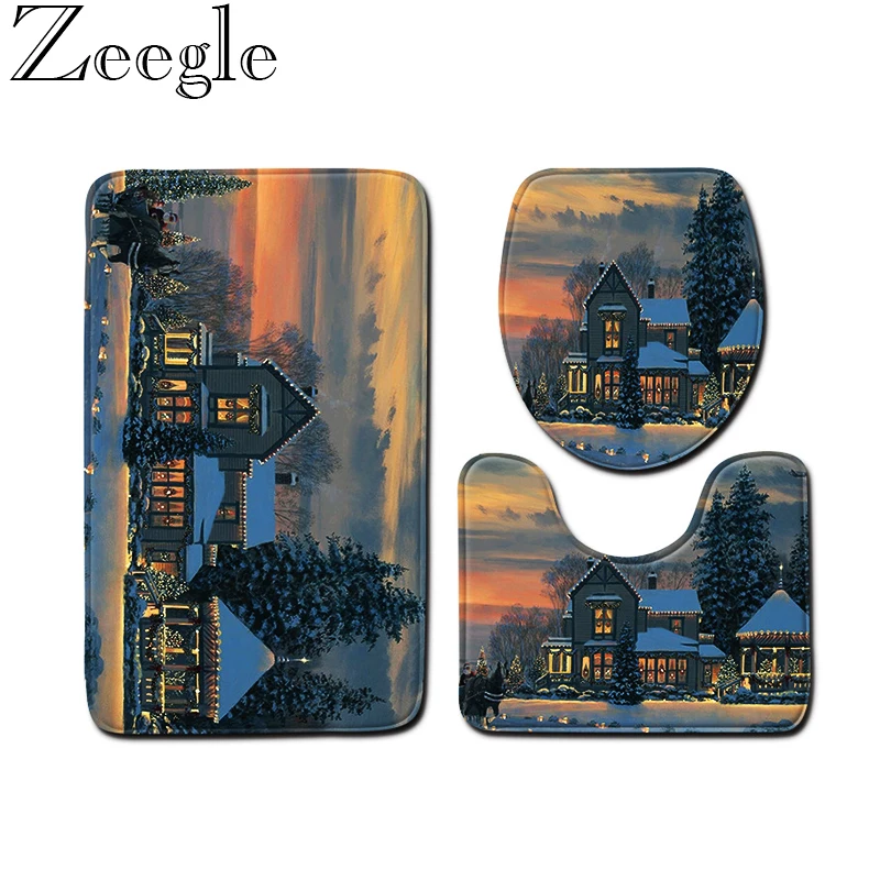 Коврик с рождественским дизайном для ванной комнаты душевой коврик