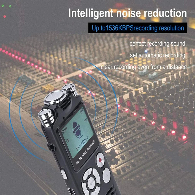 8Gb Portable Digital Voice Recorder Dual Microphones Mp3 Music Player Built-In Rechargeable Lithium Battery With Earphones For M |