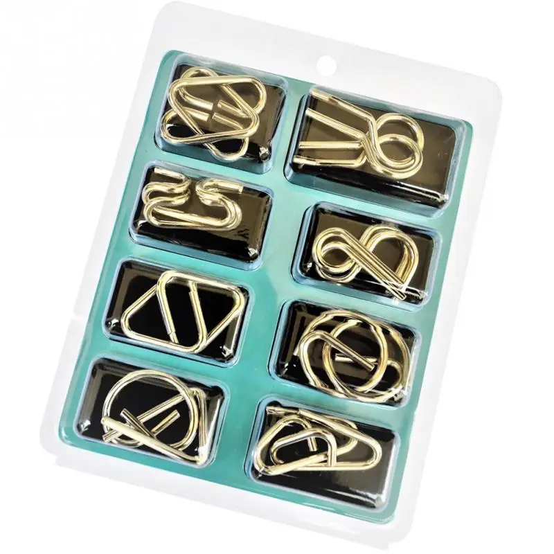 8pcs/set Metal Wire Cultivate Thinking IQ Test Brain Teaser Mind Game Fun Logic Children Educational Adult Challenges Puzzle Toy | Игрушки и