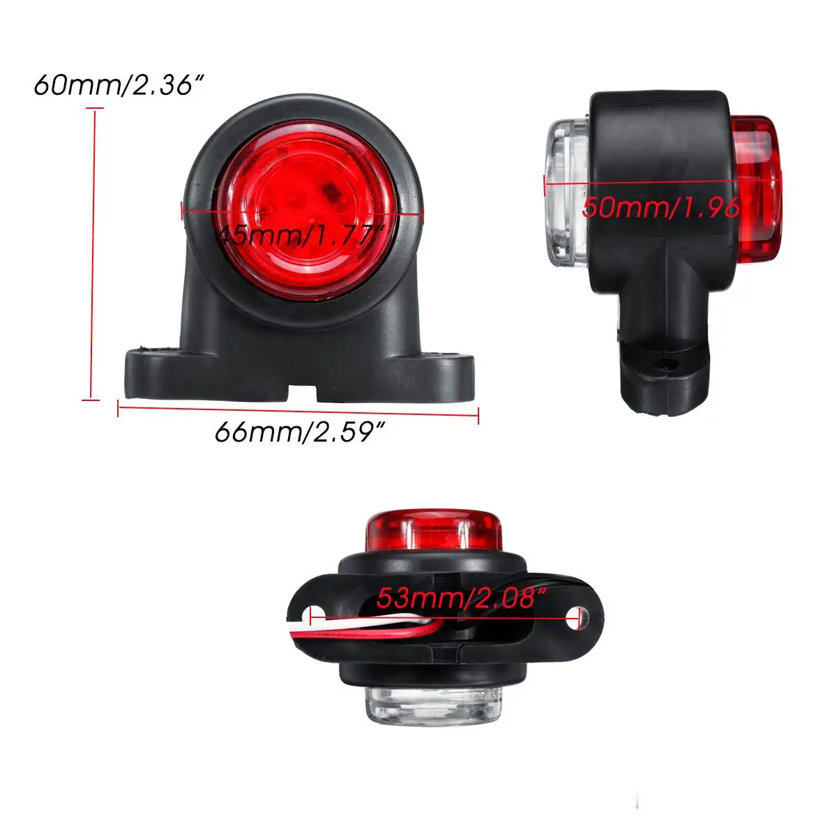 

10pcs 12V-24V LED Side Marker Light 12LEDs Dual Side Indicator Lamp Red White Universal For Truck Trailer Caravan Van