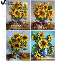 abstract sunflower diamond painting 5d diy wall art vase square diamond embroidered inlaid home room decoration