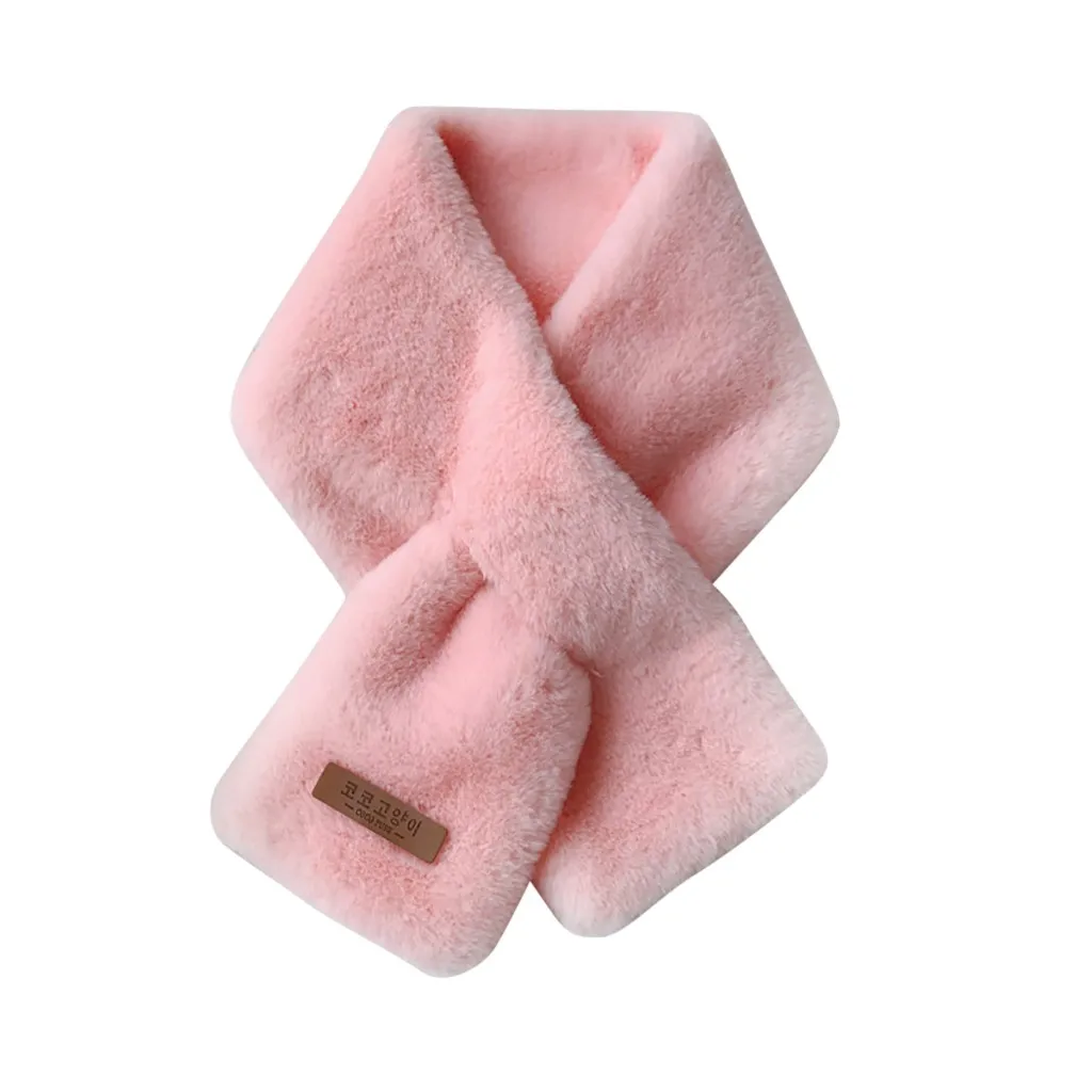Pink Хаки Твердые этикетки шарфы с отделкой чисто Женская мода обертывания зима искусственный мех верхняя одежда шарф теплый lencos e echarpes feminino# ZC - Цвет: Pink