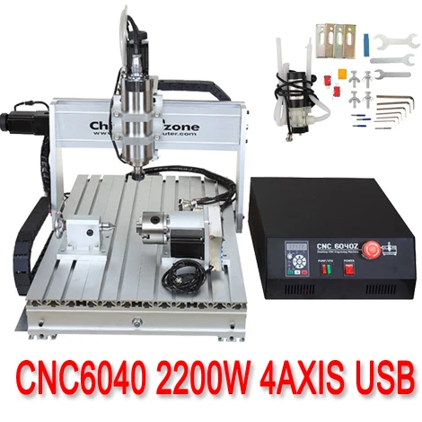CNC 6040 USB Mach3 управление 2.2квт 4 оси ЧПУ маршрутизатор ЧПУ резьба по дереву деревообрабатывающий фрезерный гравер машина с охлаждением - Цвет: CNC6040 USB