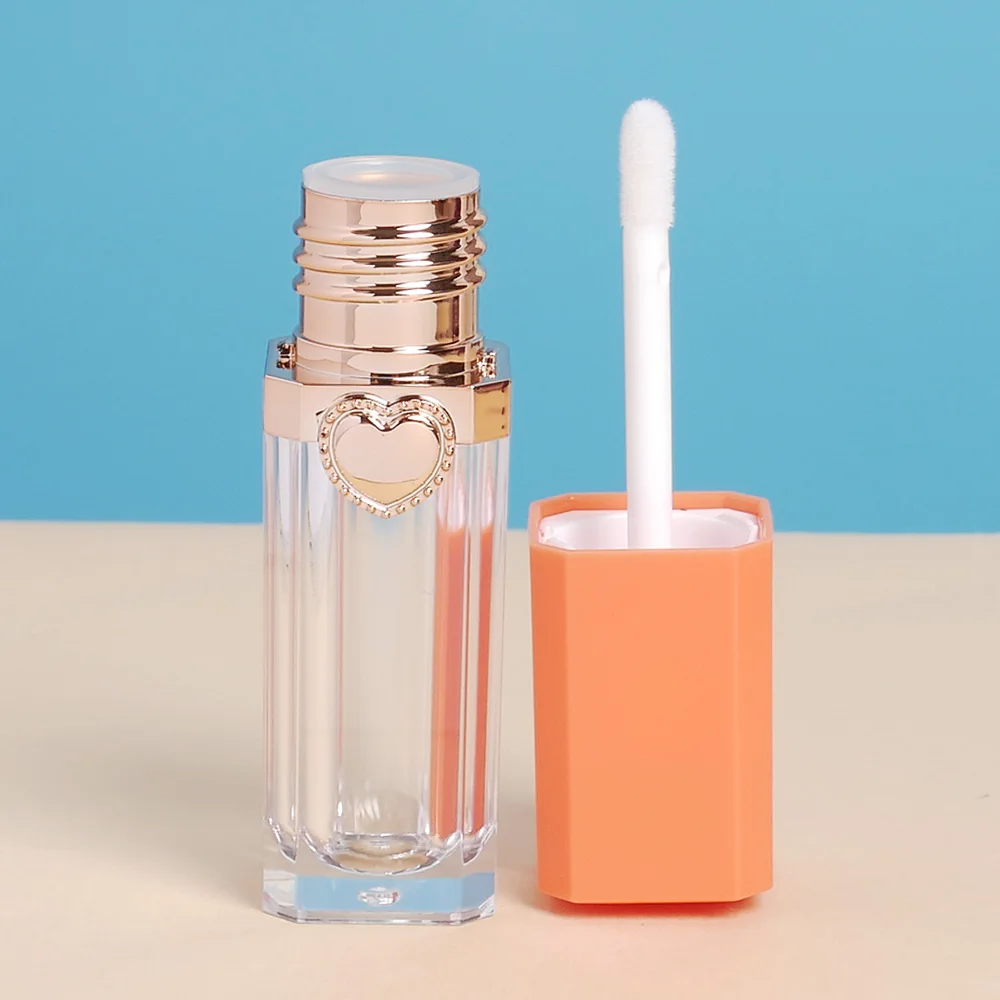 Пустые тюбики для блеска губ 9 мл квадратная оранжевая крышка прозрачная